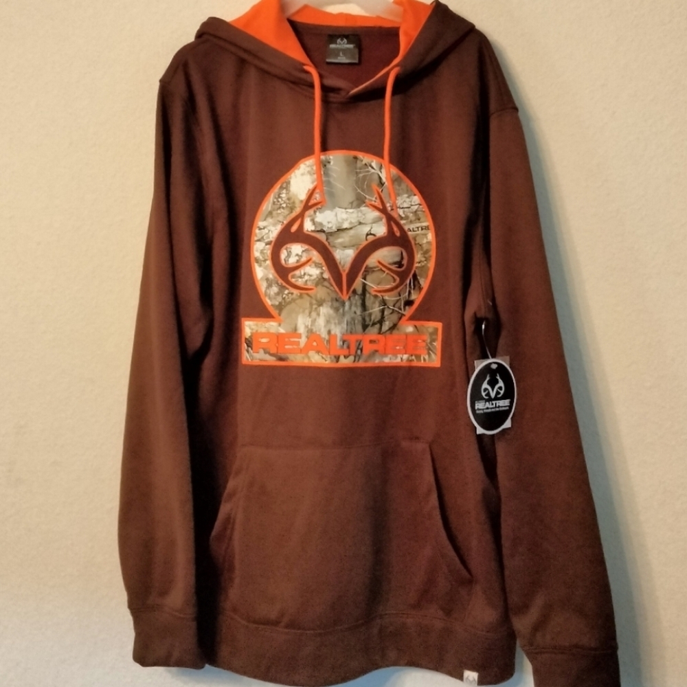 REALTREE Men's brown orange camouflage hoodie sweatshirt NWT